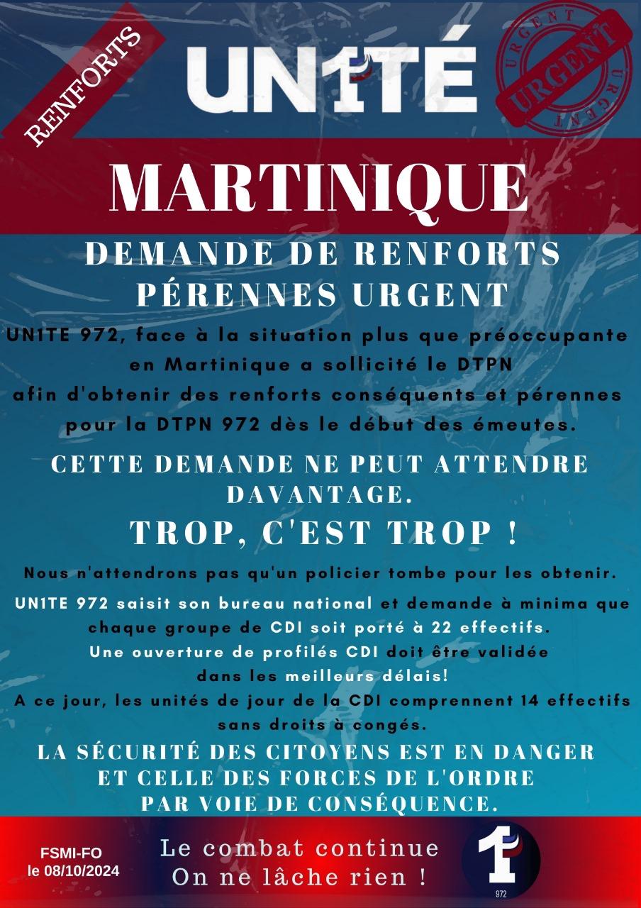 Renforts pour la Martinique