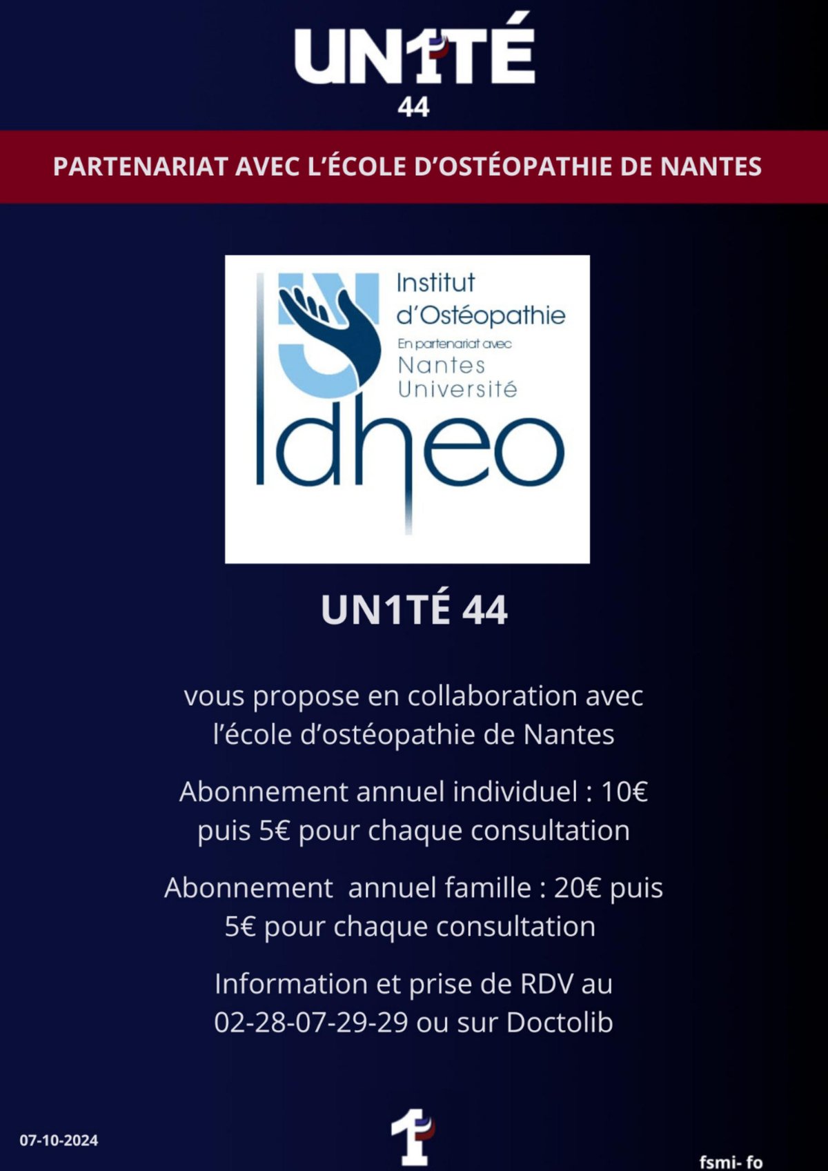Partenariat avec l'école d'ostéopathie de Nantes
