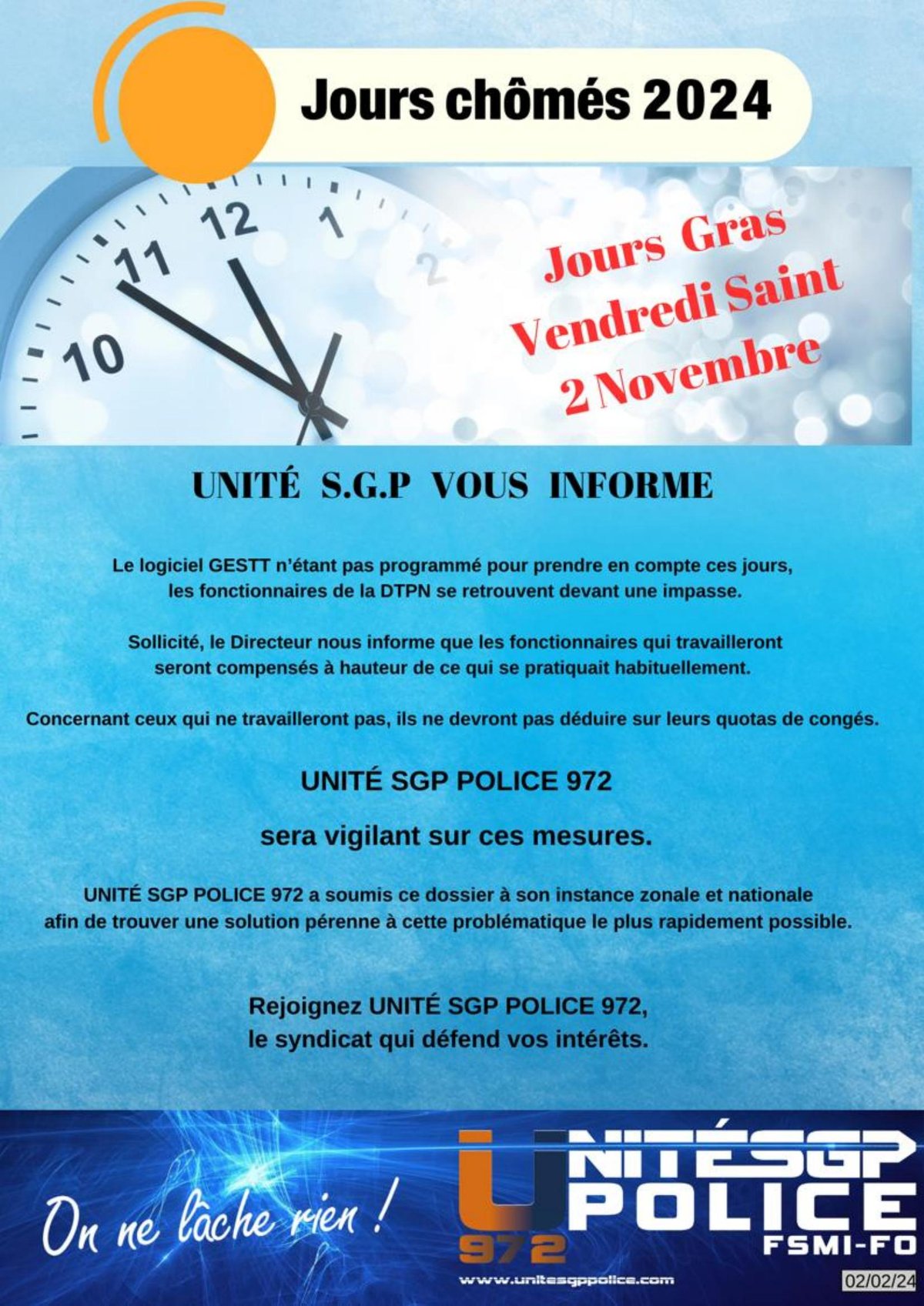 Jours chômés 2024