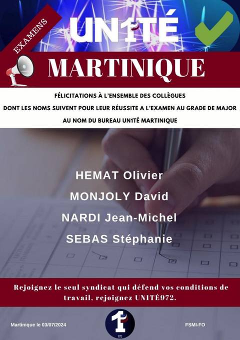 Aperçu — Examens Major résultats Martinique
