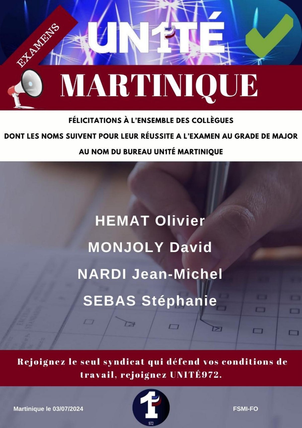 Examens Major résultats Martinique