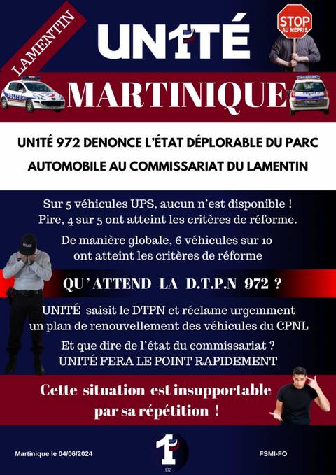Aperçu — Un1té 972 dénonce l'état déplorable du parc auto au ciat du Lamentin