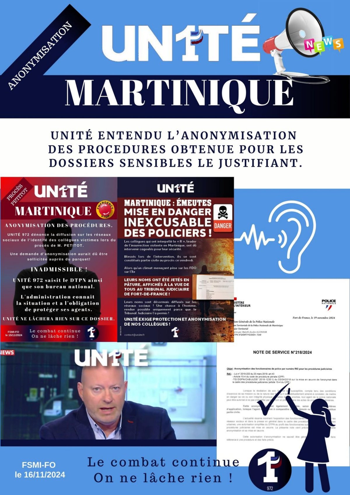 Anonymisation des procédures, Un1té entendu
