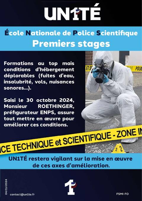Aperçu — École Nationale de Police Scientifique - Premiers stages