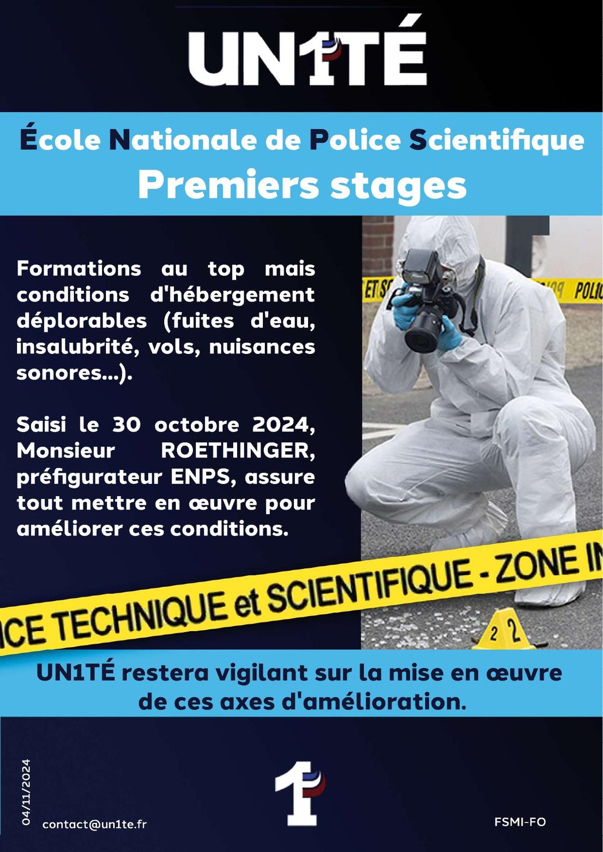 École Nationale de Police Scientifique - Premiers stages