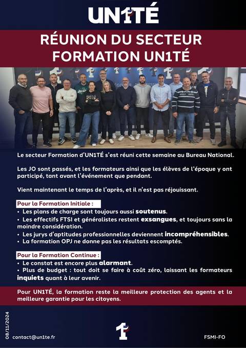 Aperçu — Réunion du secteur formation UN1TÉ