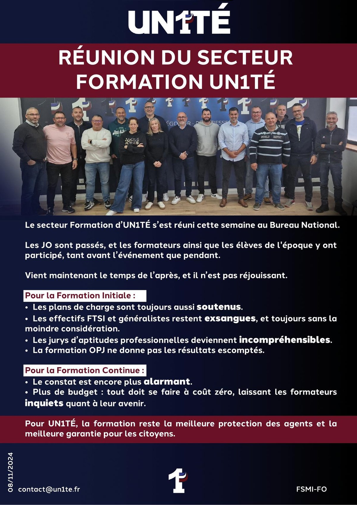 Réunion du secteur formation UN1TÉ