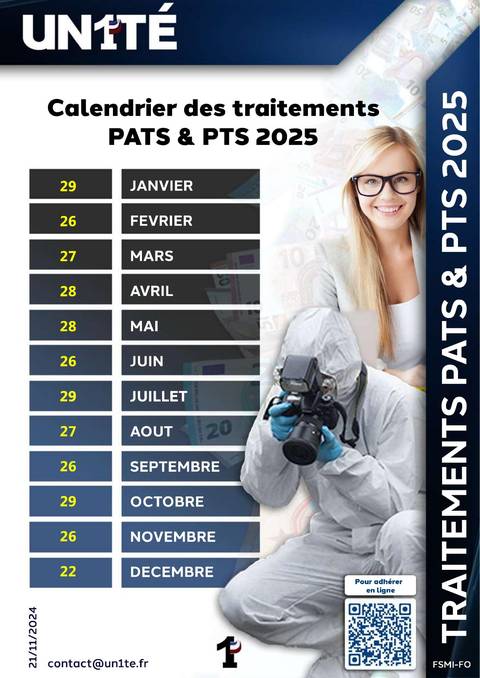 Aperçu — Calendrier des traitements PTS &amp; PATS 2025