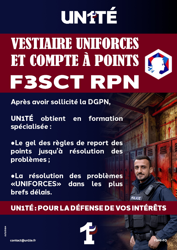 VESTIAIRE UNIFORCES ET COMPTE À POINTS
