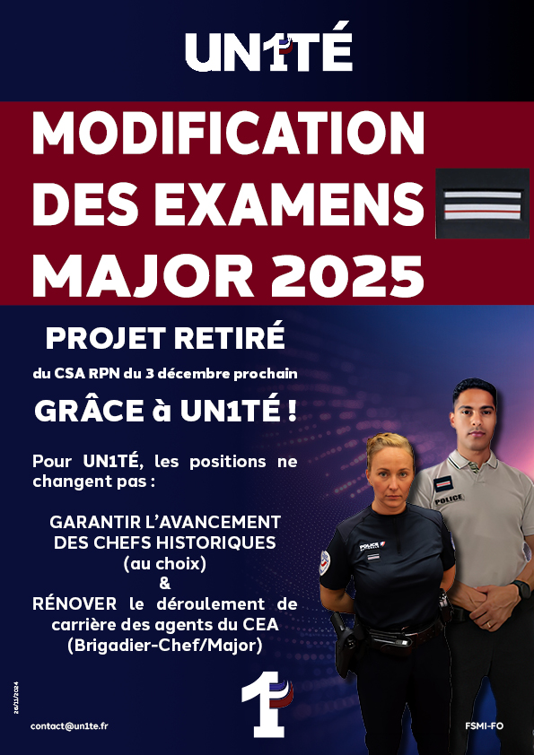 MODIFICATION DES EXAMENS MAJOR 2025