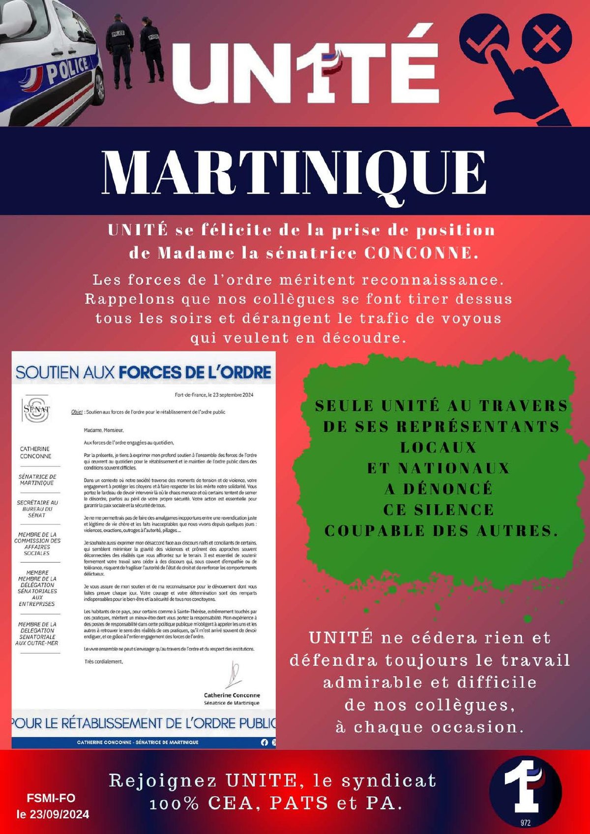 Prise de position de la sénatrice Mme Conconne