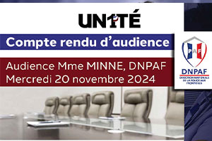 Compte rendu d'audience du 20/11/2024 - AUDIENCE MME MINNE DNPAF