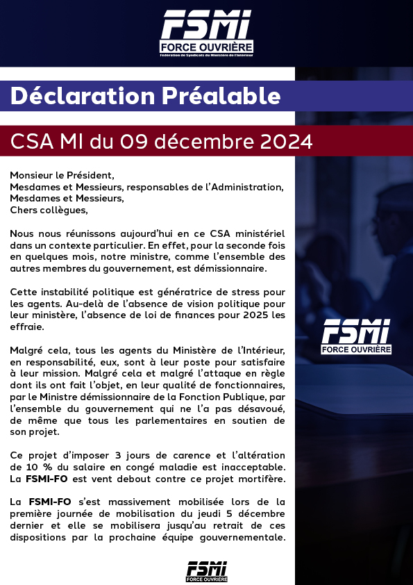 COMITÉ SOCIAL D’ADMINISTRATION