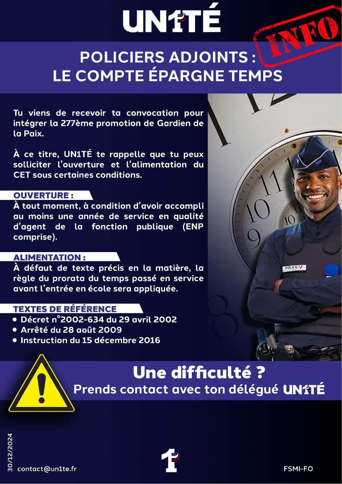 Policiers adjoints : le compte épargne temps