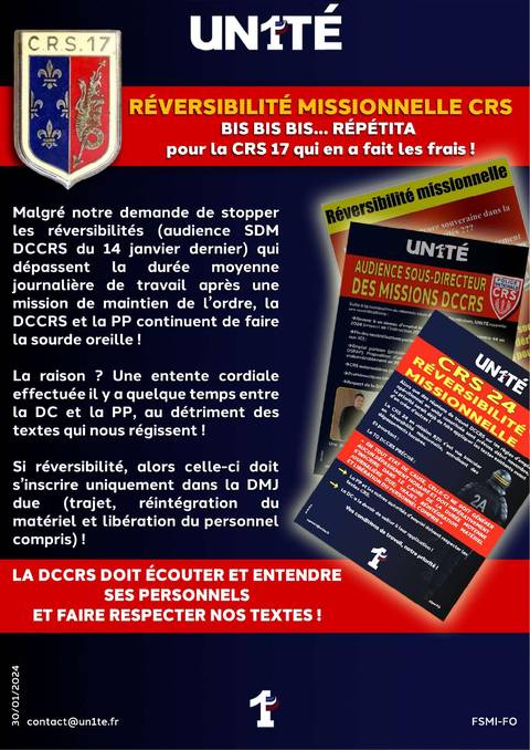 Aperçu — Réversibilité missionnelle CRS  bis bis bis… repetita  pour la CRS 17 qui en a fait les frais !