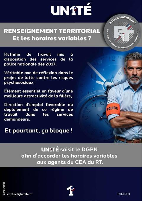 Aperçu — Renseignement territorial - Et les horaires variables ?
