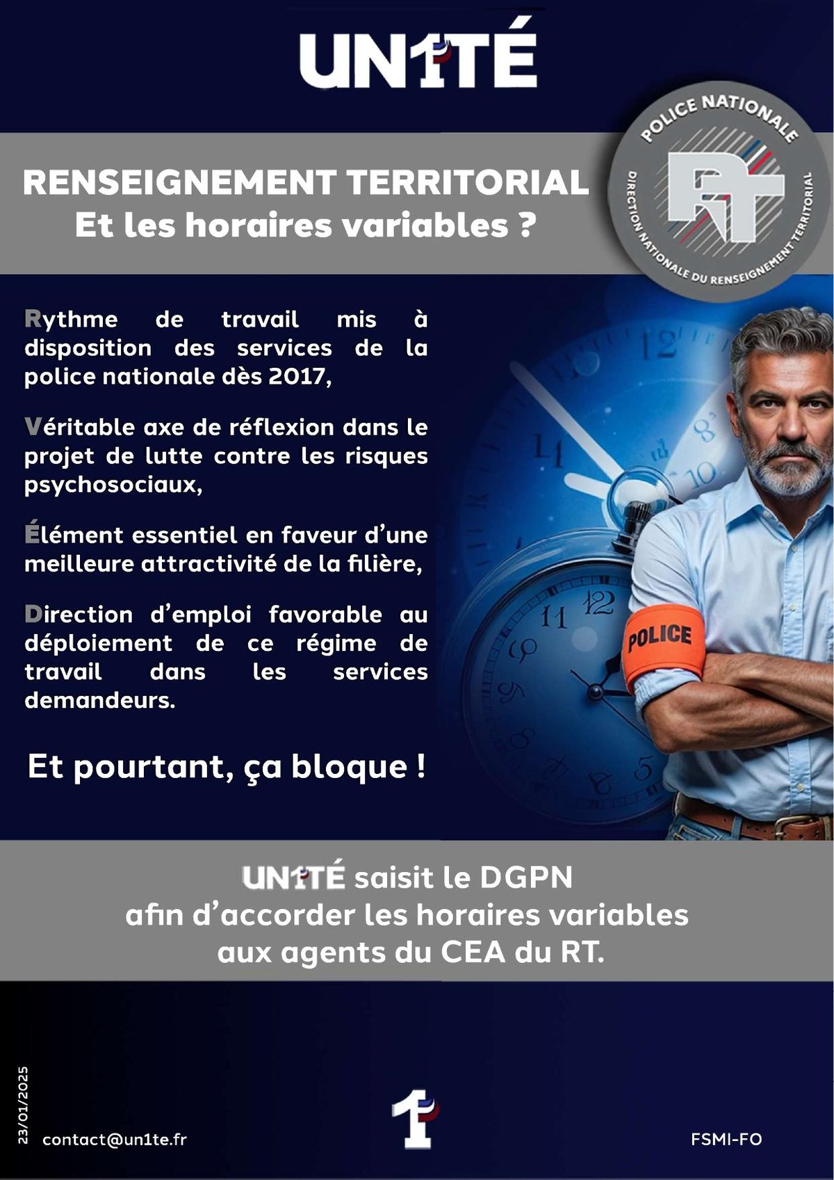 Renseignement territorial - Et les horaires variables ?