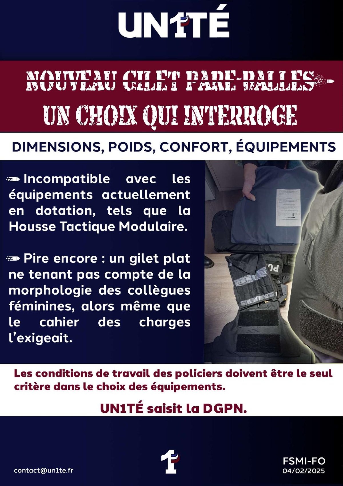 Nouveau gilet pare-balles un choix qui interroge. Dimensions, poids, confort, équipements