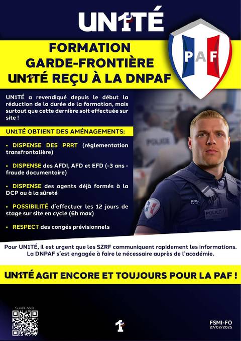 Aperçu — Formation garde-frontière, UNITÉ reçu à la DNPAF