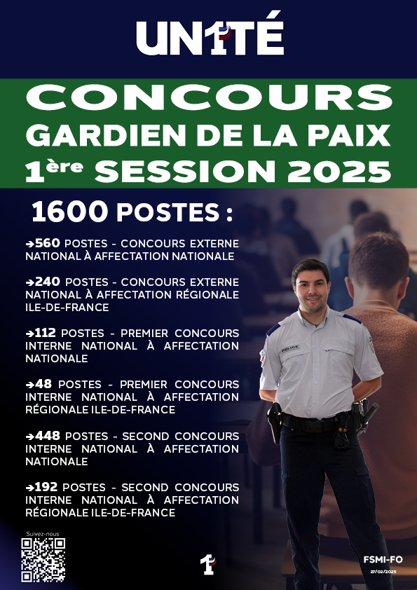Concours GARDIEN DE LA PAIX 1ère Session 2025