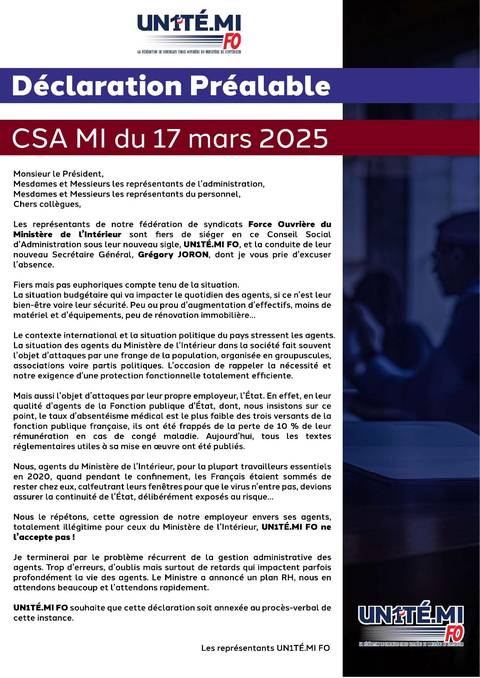 Aperçu — Déclaration Préalable CSA MI du 17 mars 2025
