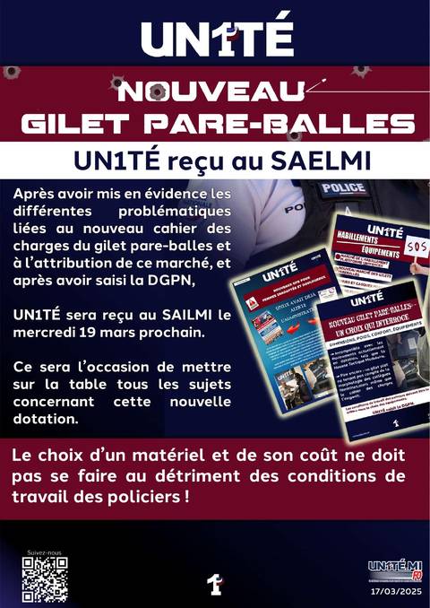 Aperçu — Nouveau gilet pare-balles - UN1TÉ reçu au SAELMI.