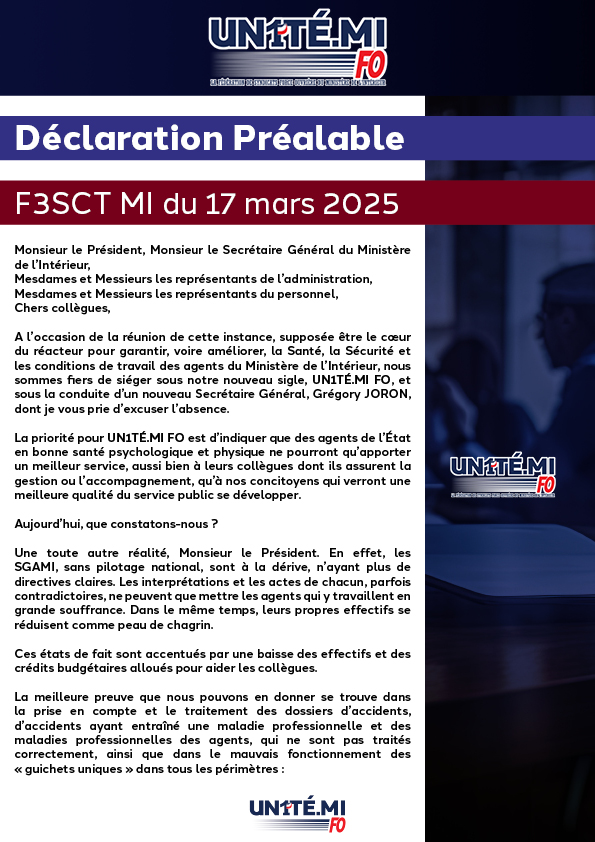 Déclaration préalable F3SCT MI