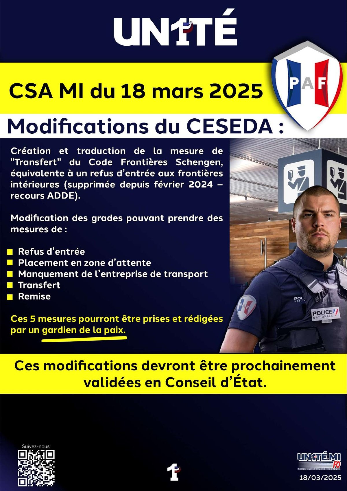 PAF : CSA MI du 18 mars 2025