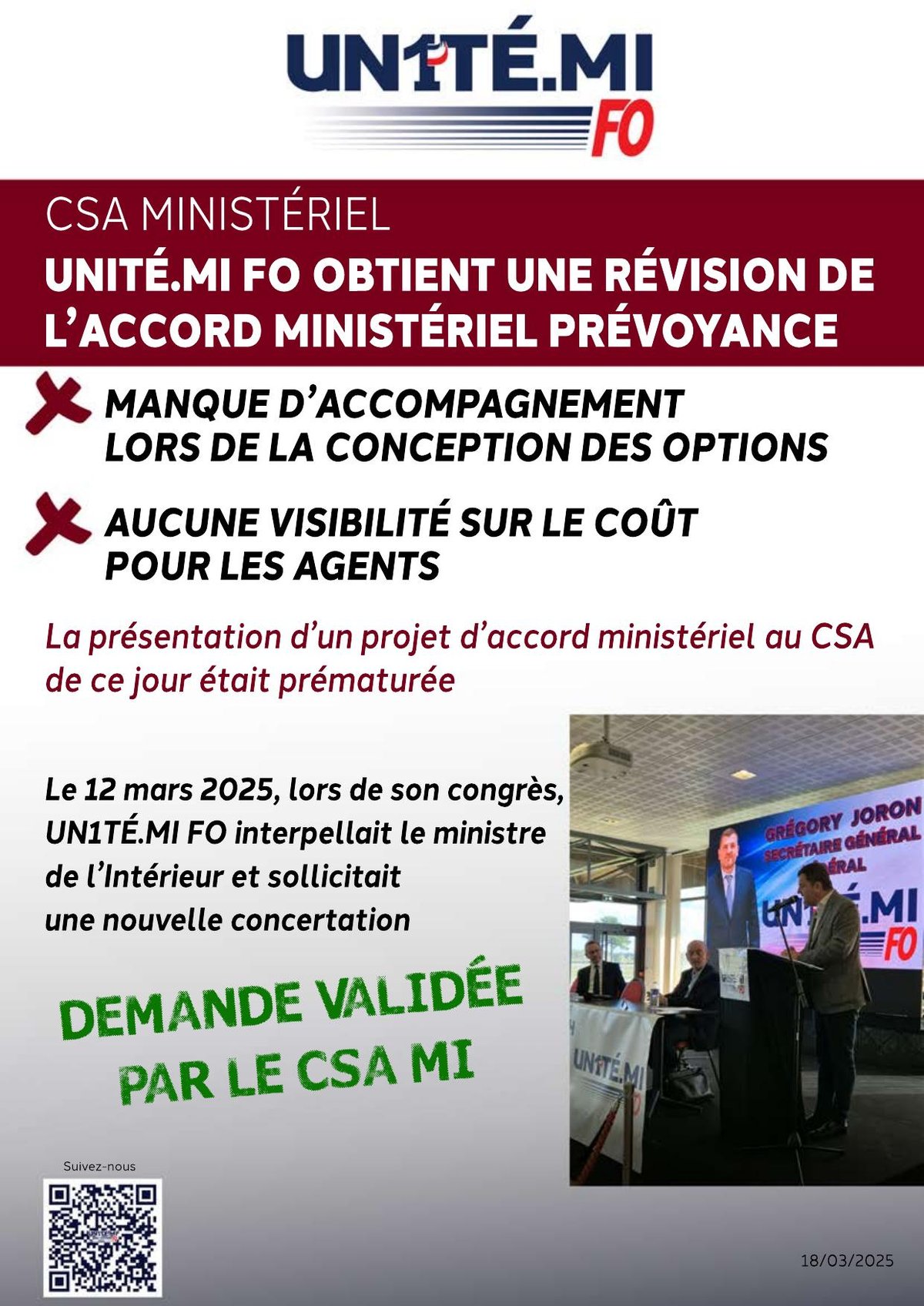 CSA Ministériel - UNITÉ.MI FO obtient une révision de l’accord ministériel prévoyance