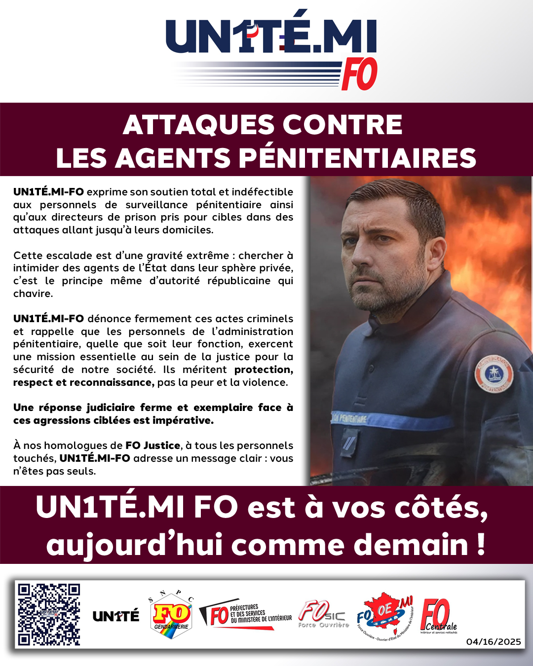 Attaques contre les agents pénitentiaires