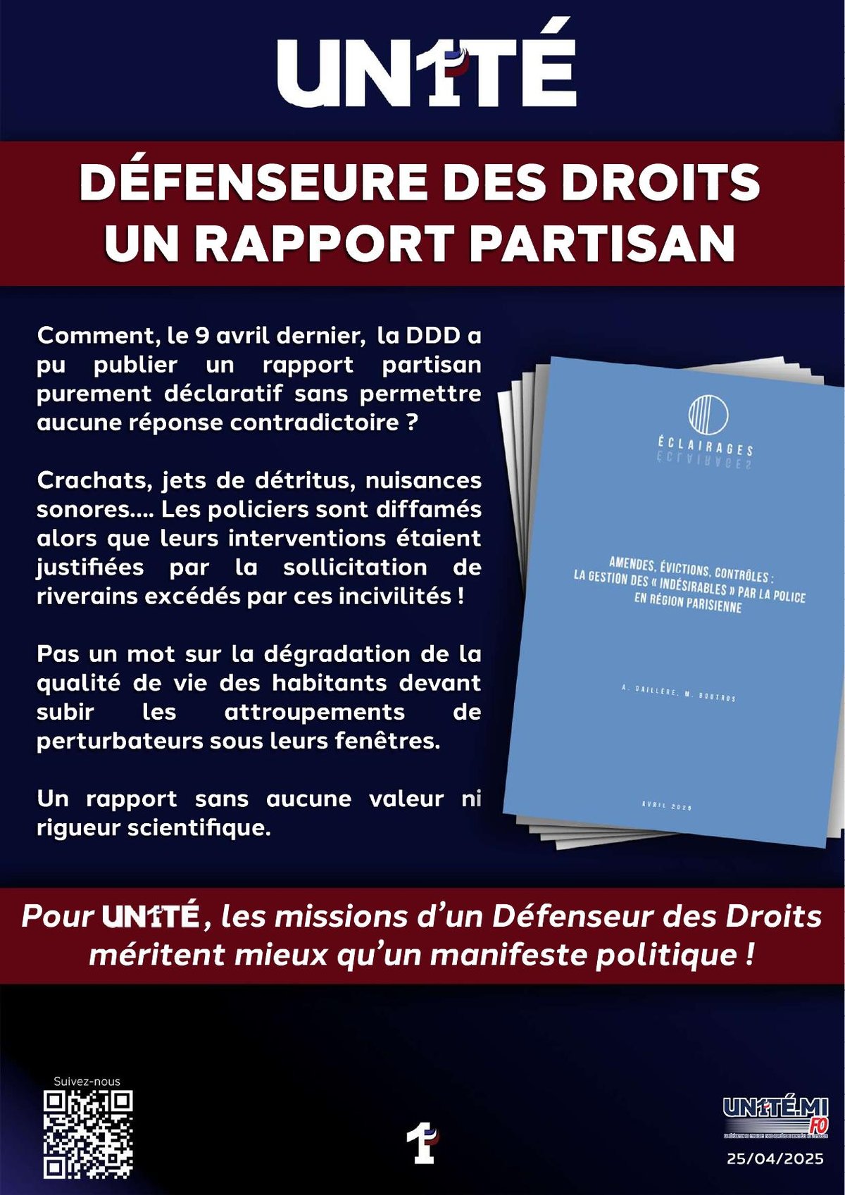 Défenseure des droits - Un rapport partisan