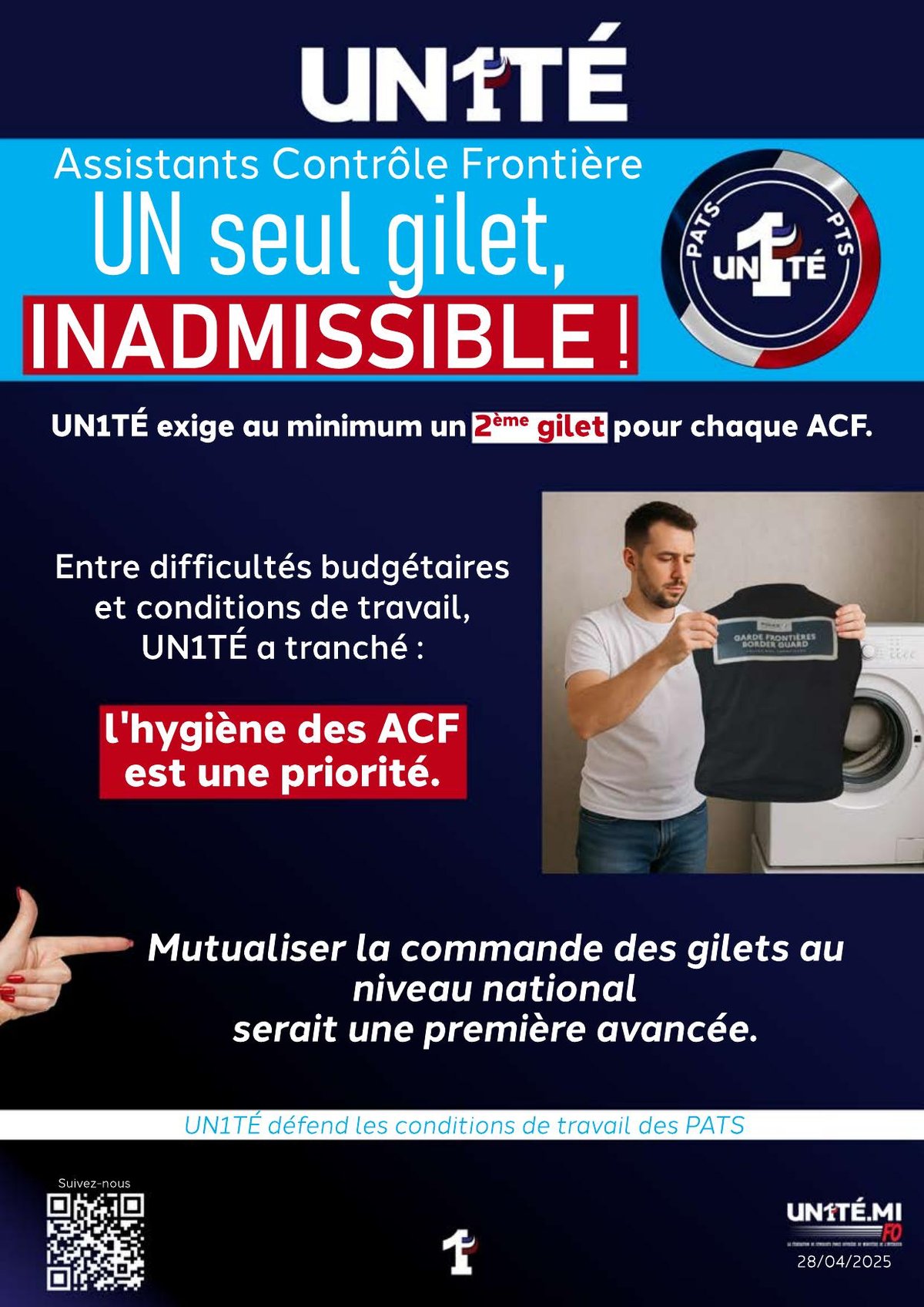 Assistants Contrôle Frontière : UN seul gilet, inadmissible !