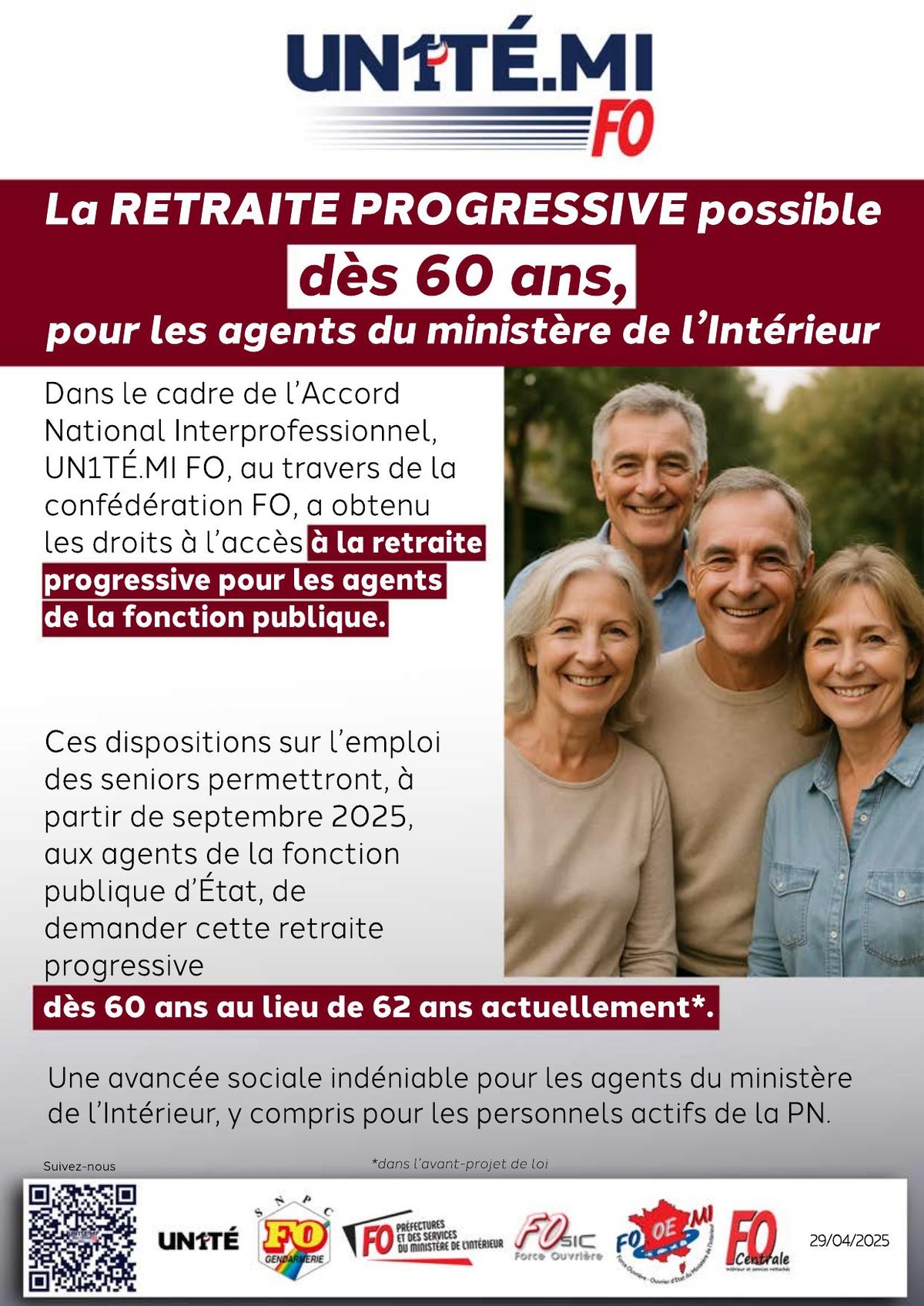 La retraite progressive possible dès 60 ans, pour les agents du ministère de l’Intérieur