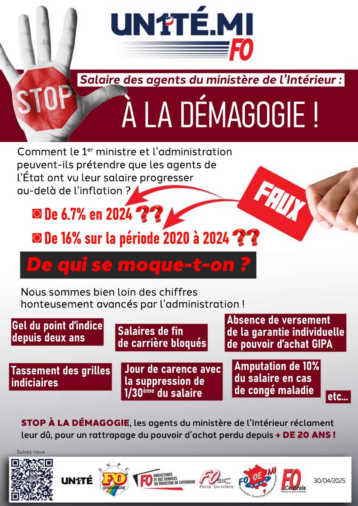 Salaire des agents du ministère de l’Intérieur : STOP À LA DÉMAGOGIE !