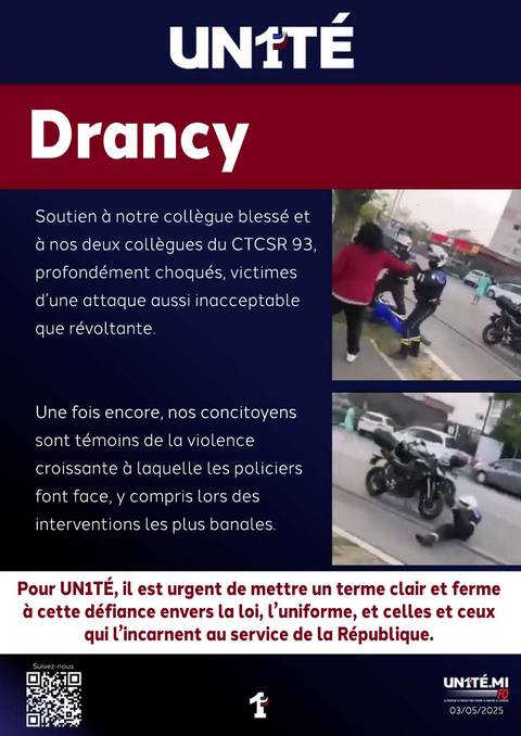 Aperçu — Drancy, Soutien à notre collègue blessé et à nos deux collègues du CTCSR 93