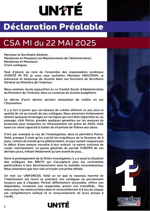 Aperçu — Déclaration préalable au CSA MI du 22 MAI 2025