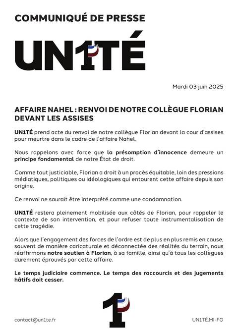 Aperçu — Affaire Nahel : renvoi de notre collègue Florian devant les assises
