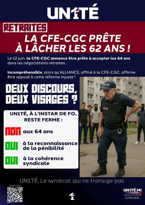 Aperçu — Retraites : La CFE-CGC prête à lâcher les 62 ans !