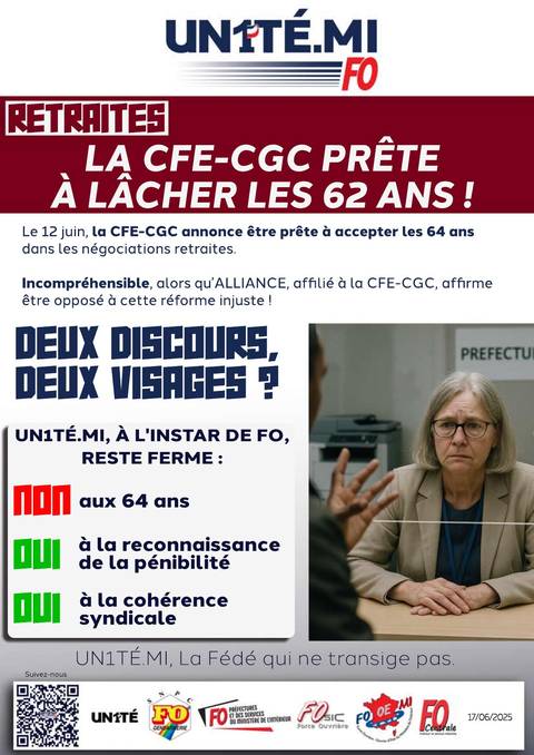 Aperçu — Retraites : La CFE-CGC prête à lâcher les 62 ans !