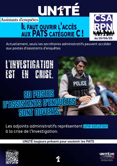 Aperçu — Assistants d'enquêtes : Il faut ouvrir l'accès aux PATS catégorie C !