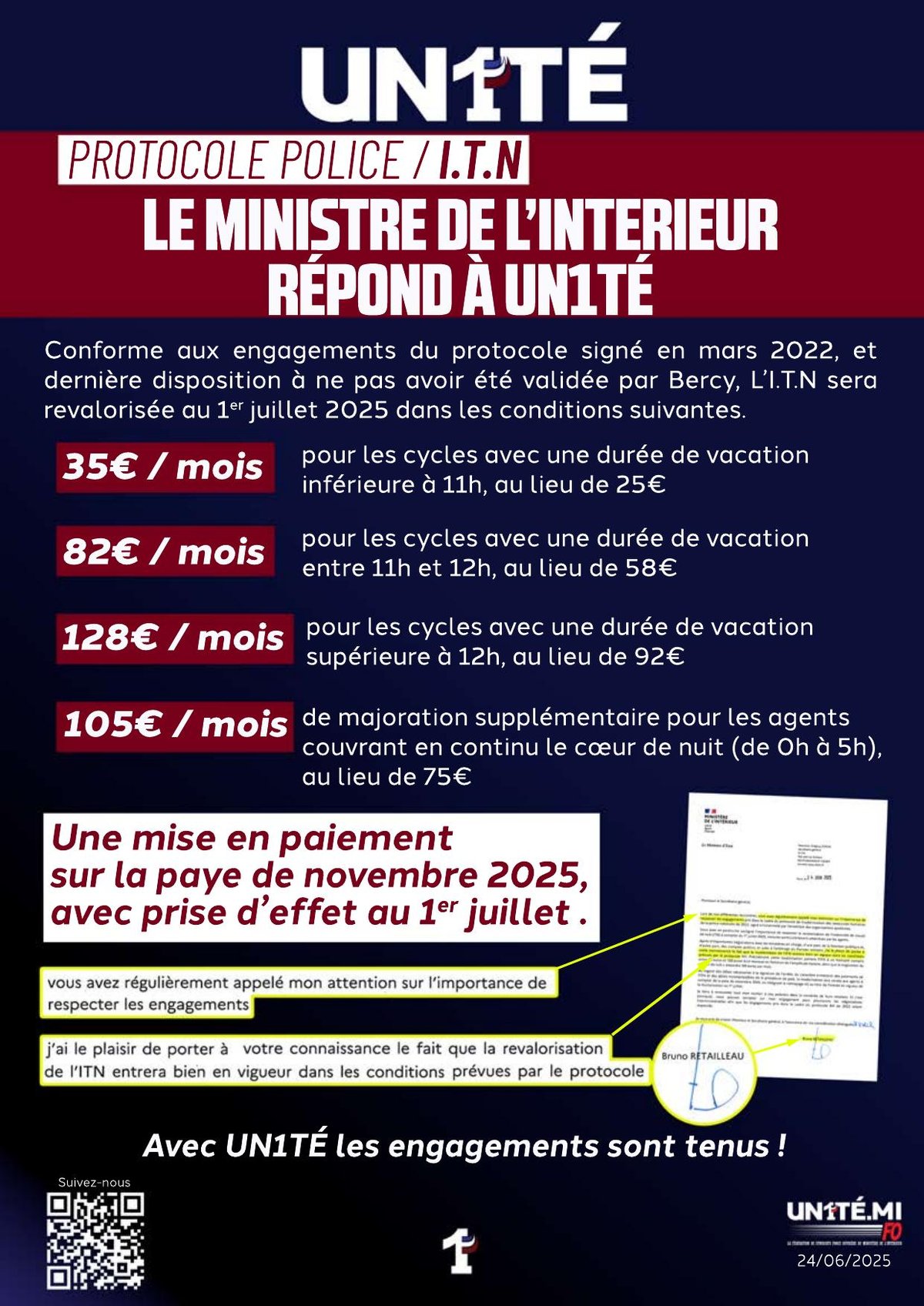 PROTOCOLE POLICE / I.T.N : Le ministre de l’Intérieur répond à UN1TÉ