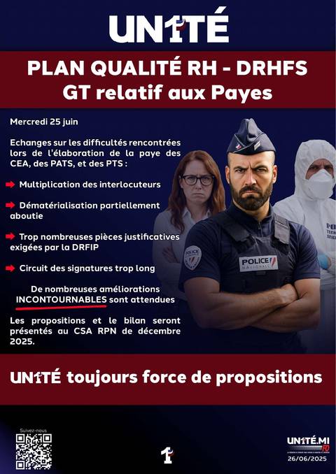 Aperçu — Plan qualité RH - DRHFS GT relatif aux payes