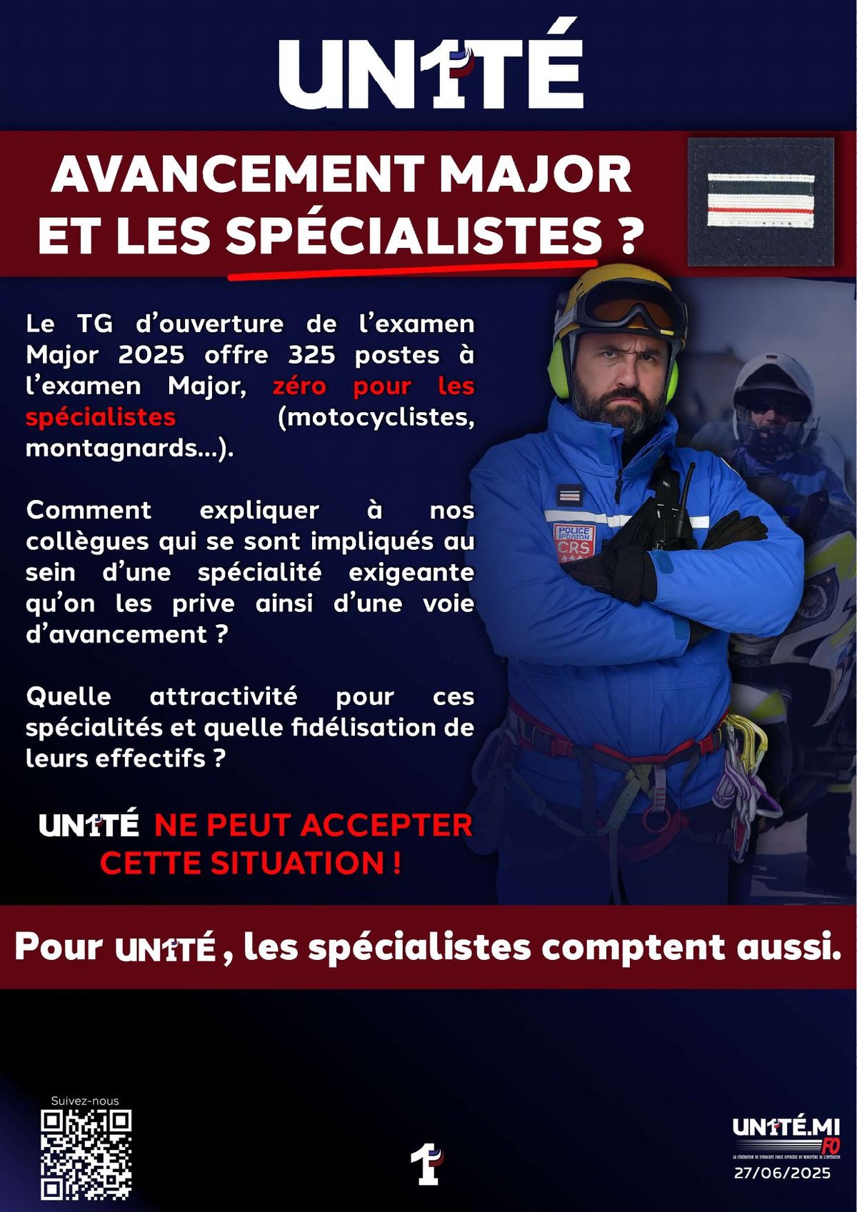 Avancement major, et les spécialistes ?
