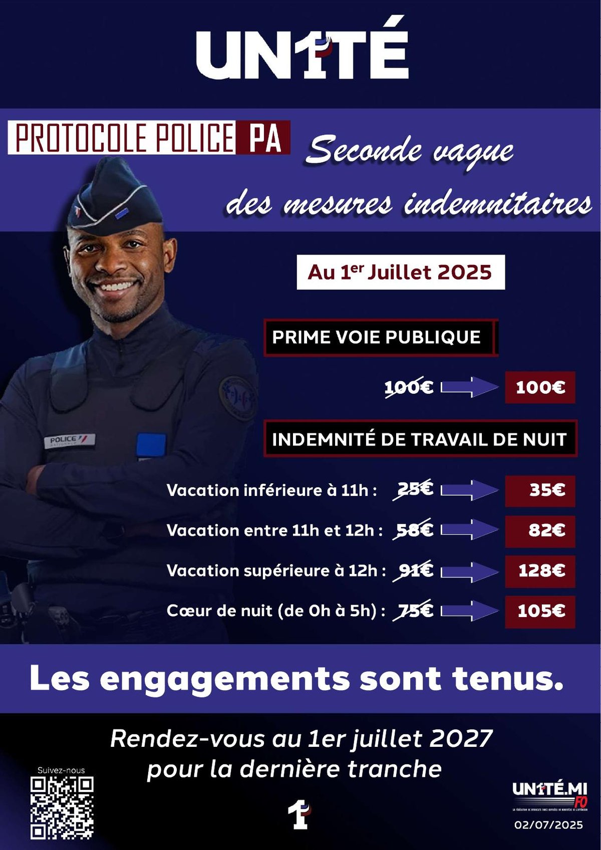 Protocole policiers adjoints - Seconde vague des mesures indemnitaires au 1er juillet 2025