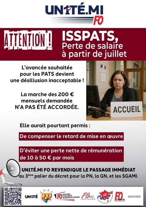 Aperçu — Attention : ISSPATS, Perte de salaire à partir de juillet