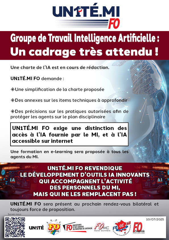Groupe de Travail Intelligence Artificielle : Un cadrage très attendu !