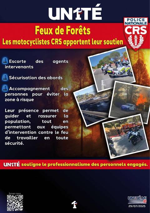 Aperçu — Feux de Forêts - Les motocyclistes CRS apportent leur soutien