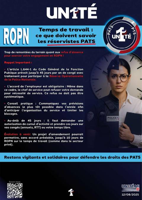 Aperçu — ROPN - Temps de travail : ce que doivent savoir les réservistes PATS
