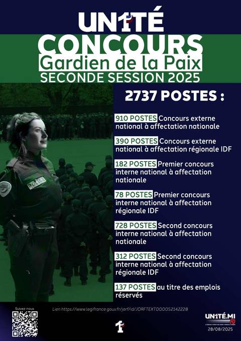 Aperçu — Concours Gardien de la Paix : Seconde session 2025