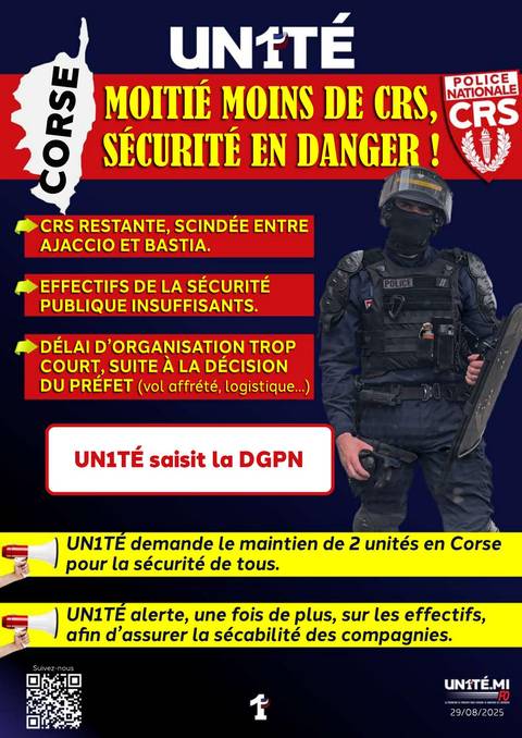 Aperçu — Corse : Moitié moins de CRS, sécurité en danger !